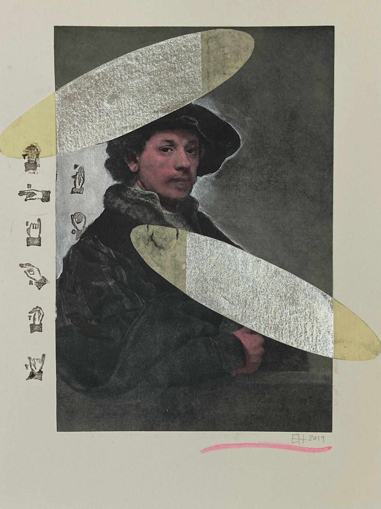 Collage; Rembrandt; Self-Portraiture; Neon Pink Skin