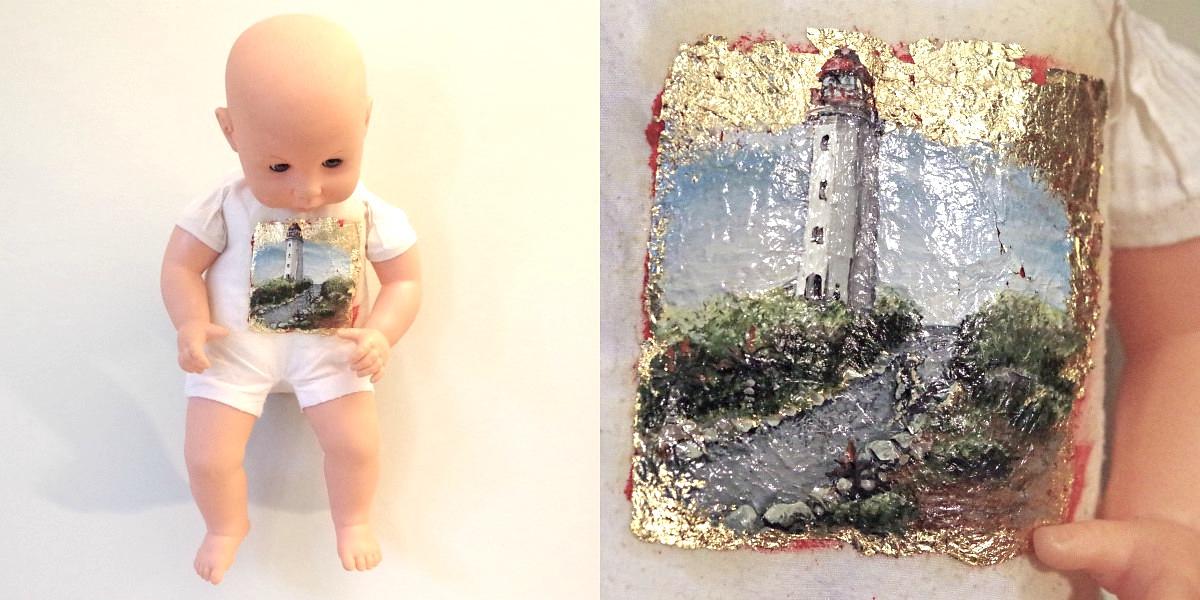 Icon gold-leaf miniature oil paint