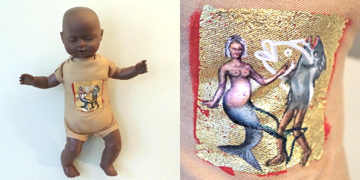 Icon gold-leaf miniature oil paint