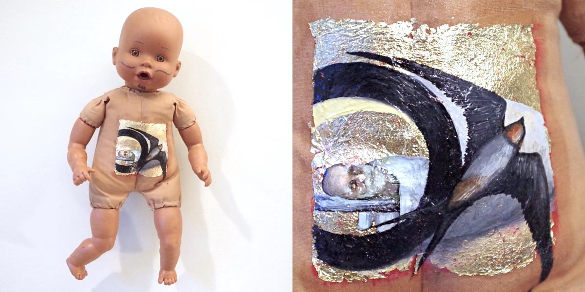 Icon gold-leaf miniature oil paint