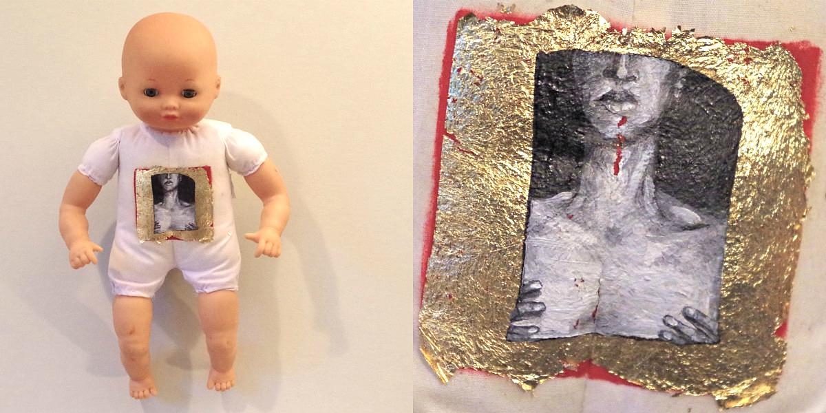 Icon gold-leaf miniature oil paint